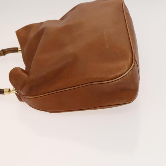 GUCCI Bamboo Shoulder Bag Leather Brown Gold 001 14 001 14 - Picture 5 of 16